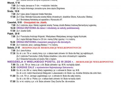 Intencje Mszalne 15.03.2026