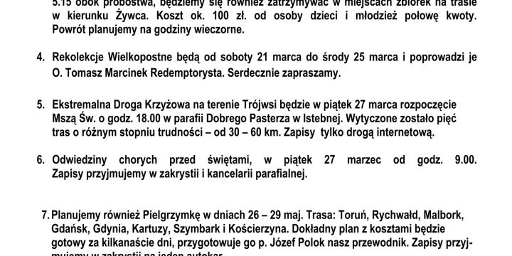 Ogłoszenia Duszpasterskie 15.03.2026