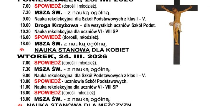 PLAN REKOLEKCJI WIELKOPOSTNYCH 2026