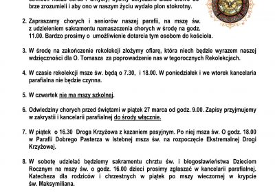 Ogłoszenia Duszpasterskie 22.03.2026