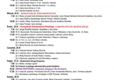 Intencje Mszalne 22.03.2026