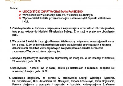 Ogłoszenia Duszpasterskie 05.04.2026