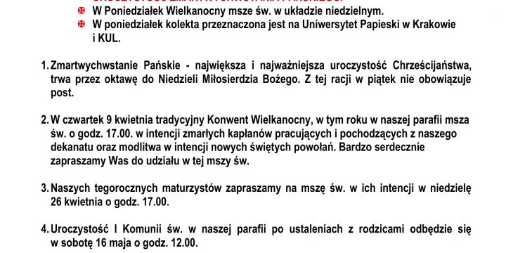 Ogłoszenia Duszpasterskie 05.04.2026
