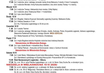Intencje Mszalne 12.04.2026
