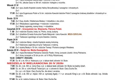 Intencje Mszalne 19.04.2026