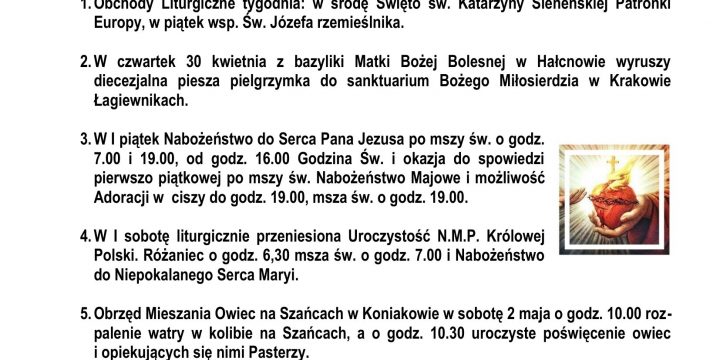 Ogłoszenia Duszpasterskie 26.04.2026