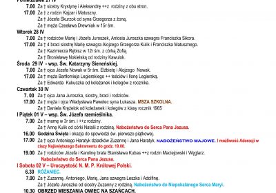 Intencje Mszalne 26.04.2026