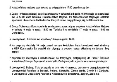 Ogłoszenia Duszpasterskie 03.05.2026