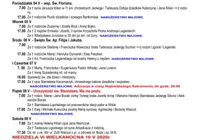 Intencje Mszalne 03.05.2026