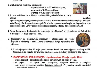 Ogłoszenia Duszpasterskie 10.05.2026