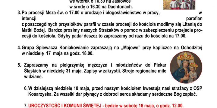 Ogłoszenia Duszpasterskie 10.05.2026