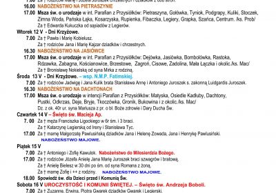 Intencje Mszalne 10.05.2026