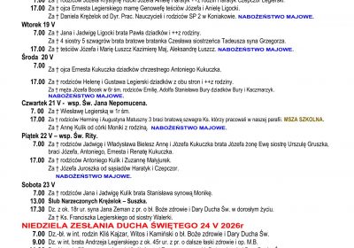 Intencje Mszalne 17.05.2026