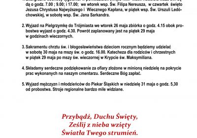 Ogłoszenia Duszpasterskie 24.05.2026