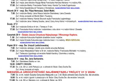 Intencje Mszalne 24.05.2026