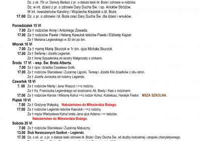 Intencje Mszalne 14.06.2026