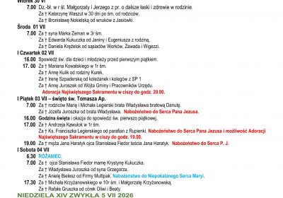 Intencje Mszalne 28.06.2026