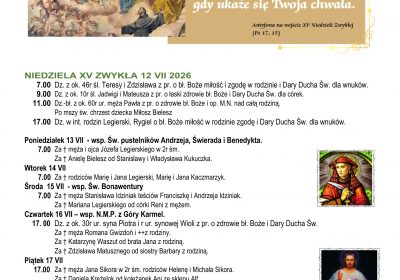 Intencje Mszalne 12.07.2026