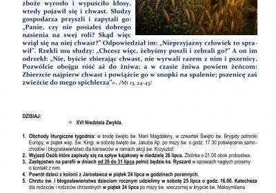 Ogłoszenia Duszpasterskie 19.07.2026