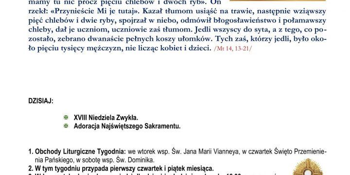 Ogłoszenia Duszpasterskie 2.08.2026