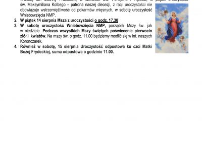Ogłoszenia Duszpasterskie 12.08.2026