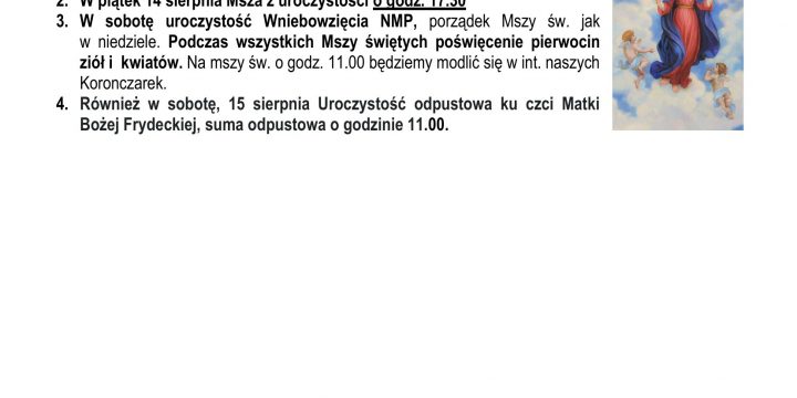 Ogłoszenia Duszpasterskie 12.08.2026