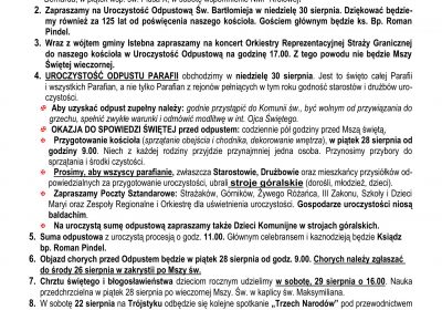 Ogłoszenia Duszpasterskie 16.08.2026