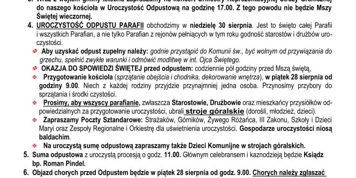 Ogłoszenia Duszpasterskie 16.08.2026