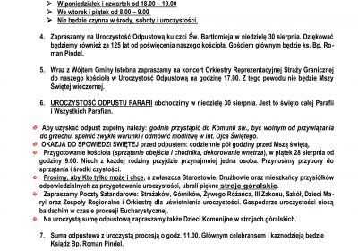 Ogłoszenia Duszpasterskie 23.08.2026