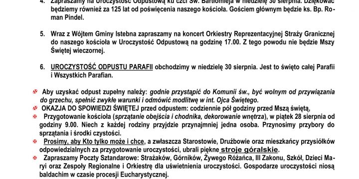 Ogłoszenia Duszpasterskie 23.08.2026