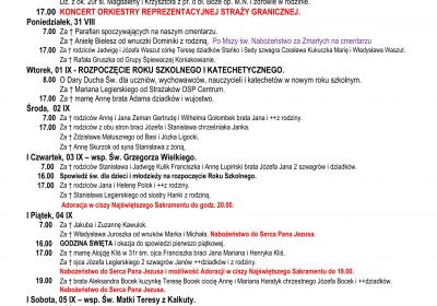 Intencje Mszalne 30.08.2026