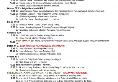 Intencje Mszalne 06.09.2026