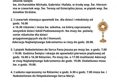 Ogłoszenia Duszpasterskie 27.09.2026