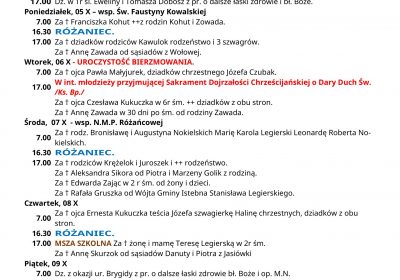 Intencje Mszalne 04.10.2026