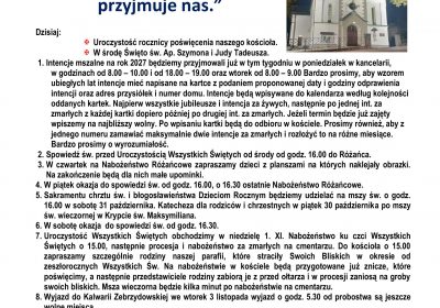 Ogłoszenia Duszpasterskie 25.10.2026